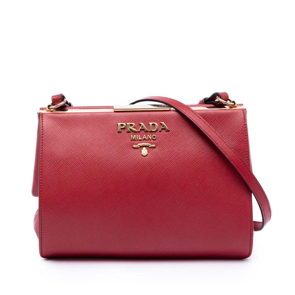Prada حقيبة كروسبودي بإطار خفيف من جلد سافيانو وجلد العجل سيتي