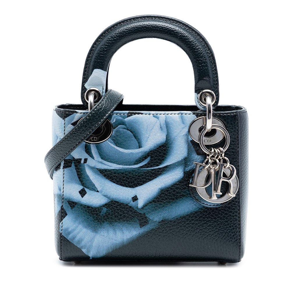 Dior ليدي ديور صغيرة الحجم بنقشة زهور من جلد الغزال