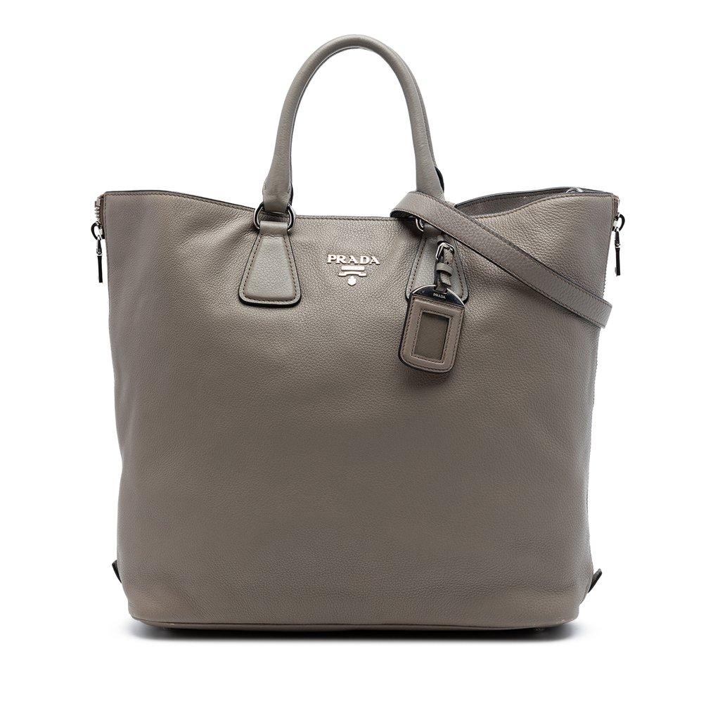 Prada Vitello Daino Side Zip Convertible Tote