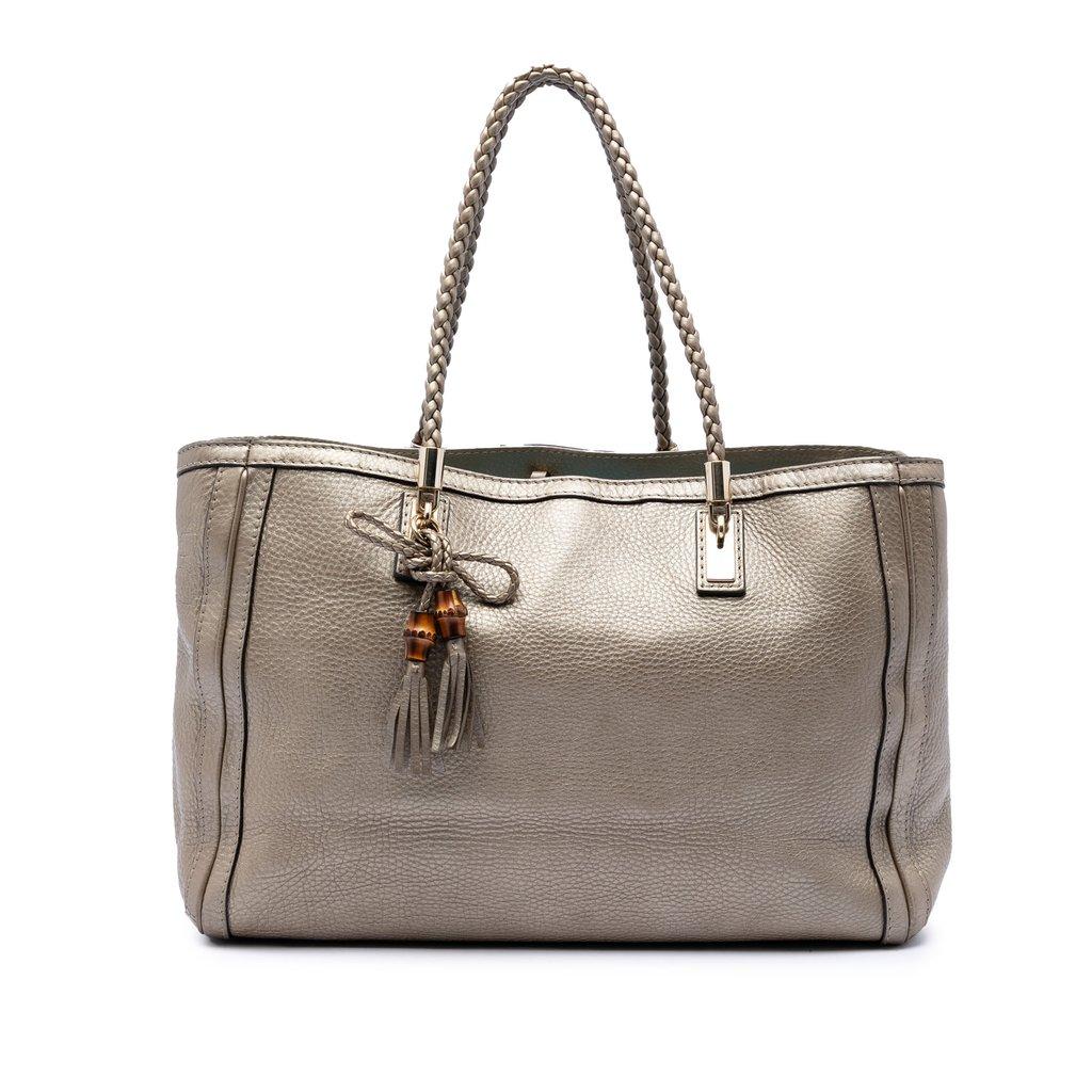 Gucci Metallic Grained Leather Bella Tote