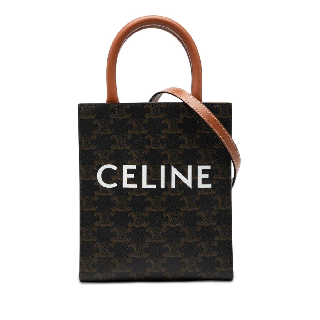 Celine Mini Triomphe Coated Canvas Vertical Cabas Satchel