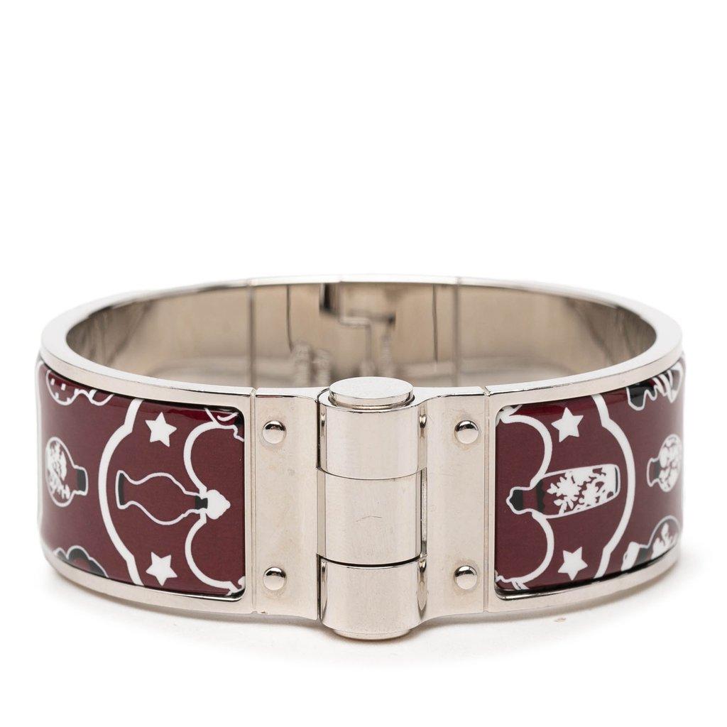 Hermès Wide Enamel Tropical Club Flacons Bandana Hinged Bangle 60