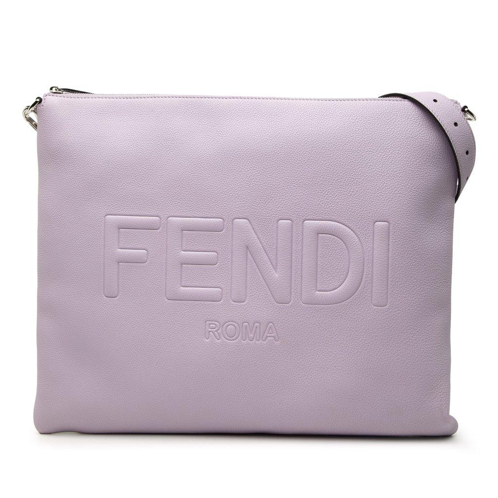 Fendi Calfskin Roma Flat Messenger Bag