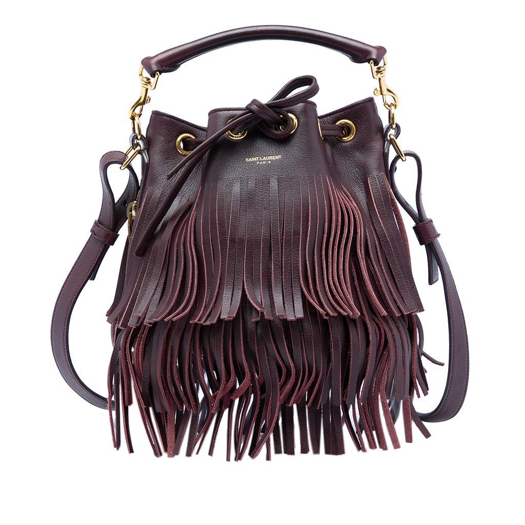 Saint Laurent Small Calfskin Emmanuelle Fringe Bucket Bag