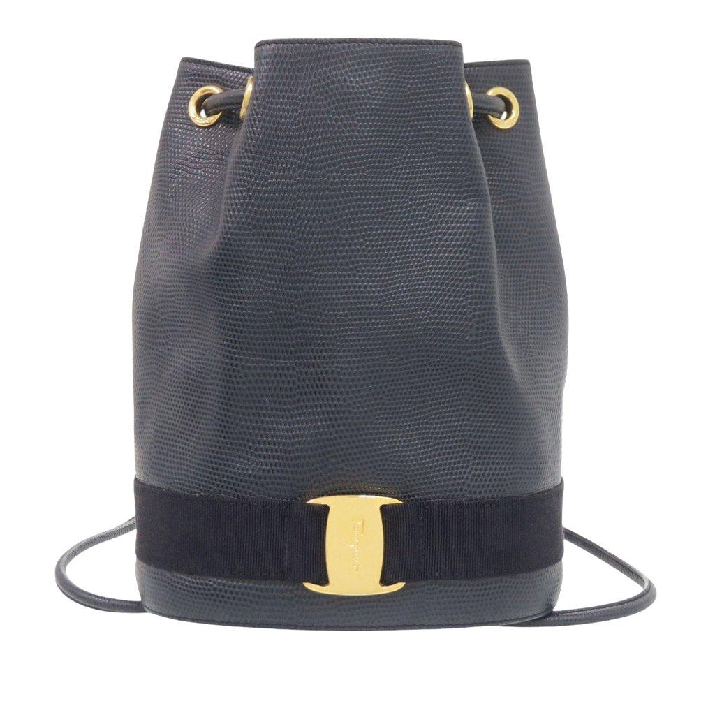 Ferragamo Lizard Embossed Leather Vara Bow Drawstring Backpack