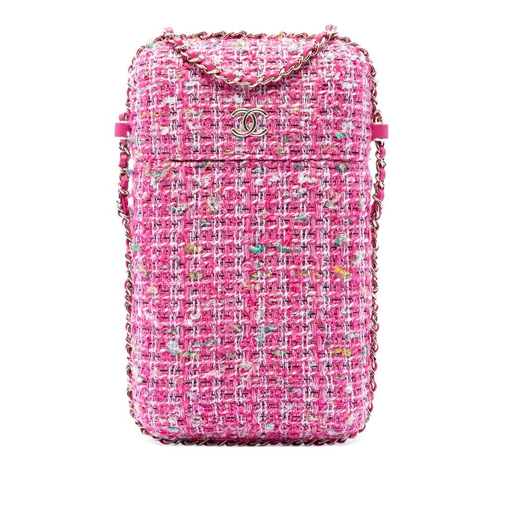 Chanel Tweed Chain Around Phone Holder