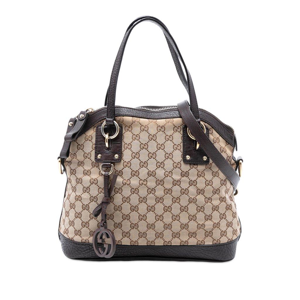 Gucci حقيبة ساتشل متوسطة الحجم من قماش GG مع قبة ساحرة