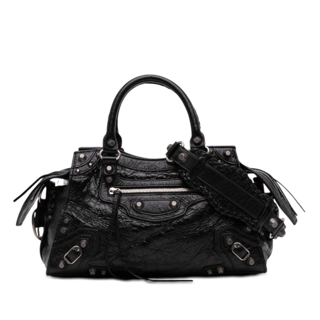 Balenciaga Lambskin Motocross Neo Cagole City Satchel