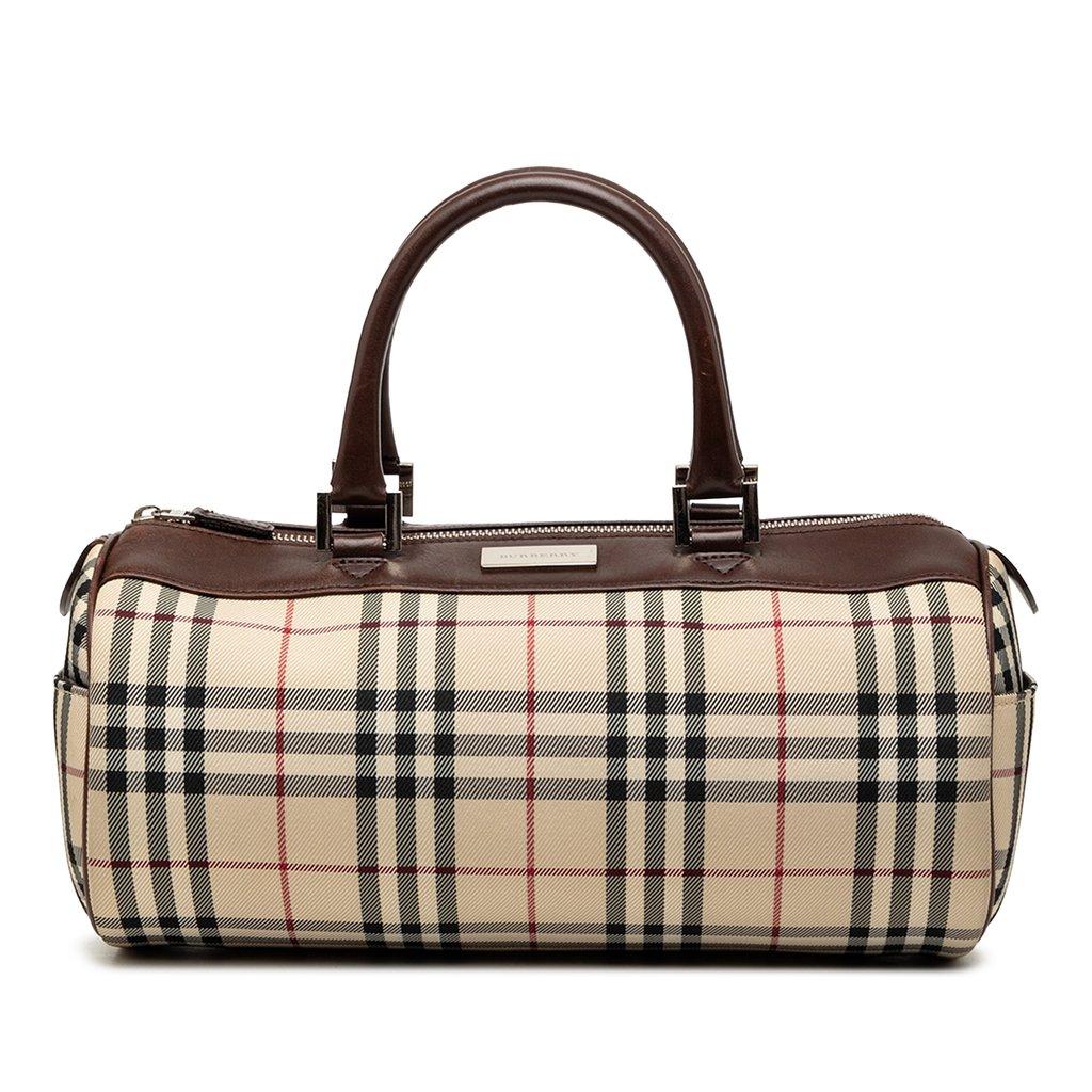 Burberry House Check Canvas Barrel Handbag
