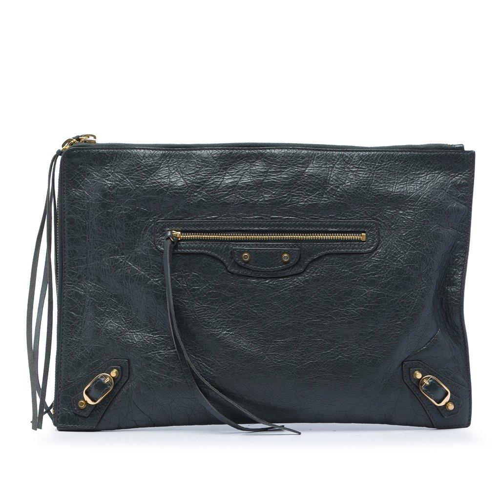 Balenciaga قابض مسطح كلاسيكي من جلد الغنم للدراجات النارية