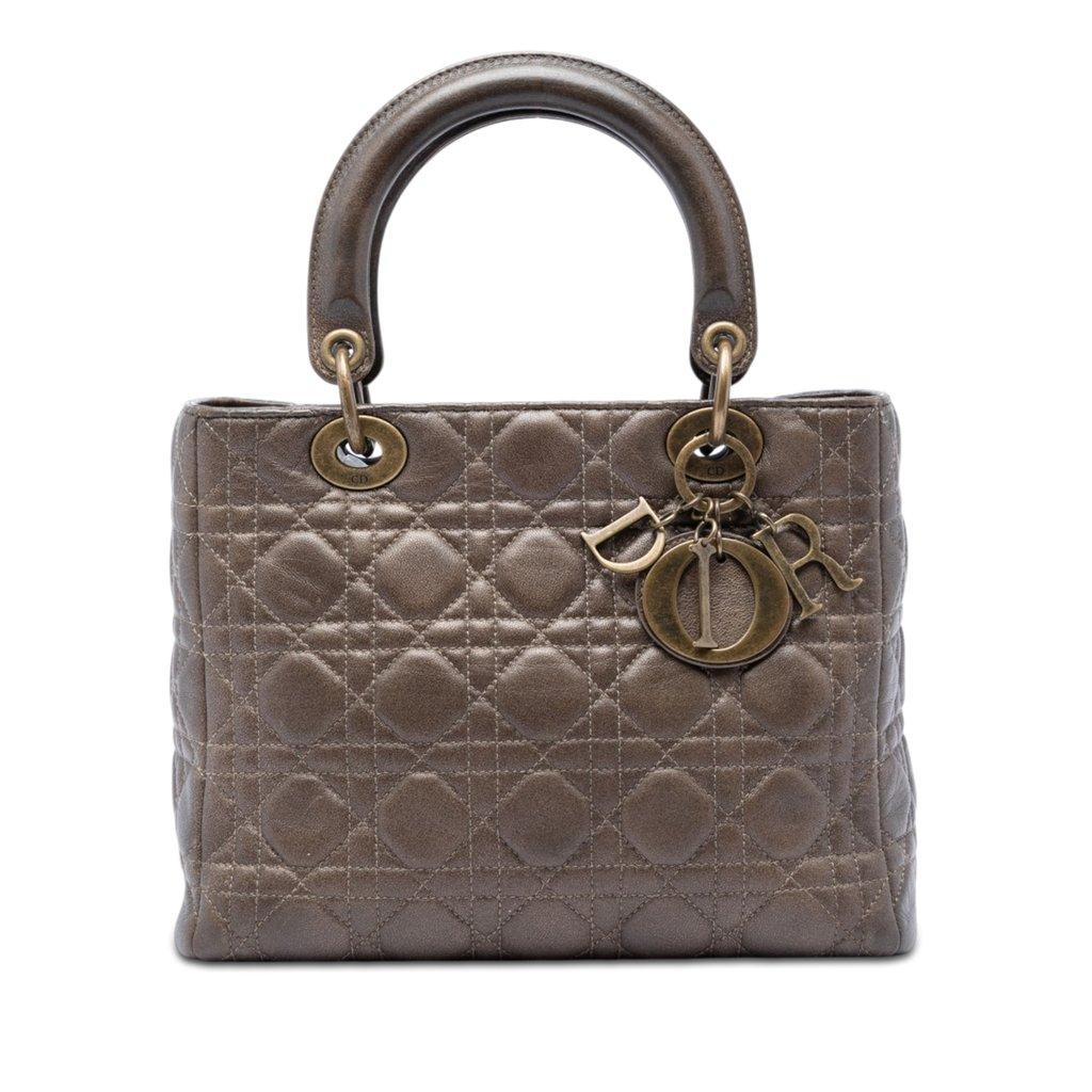Dior Medium Metallic Lambskin Cannage Lady Dior