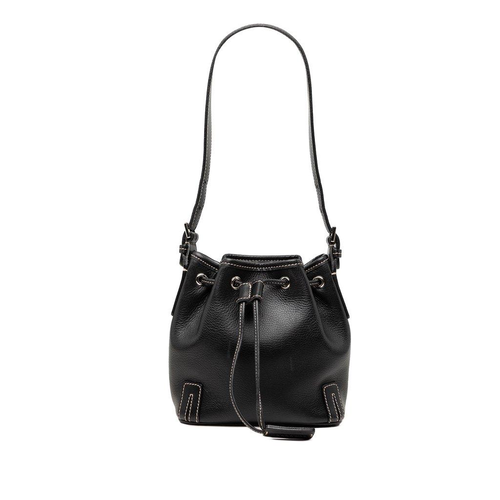 Burberry Leather Drawstring Bucket Bag