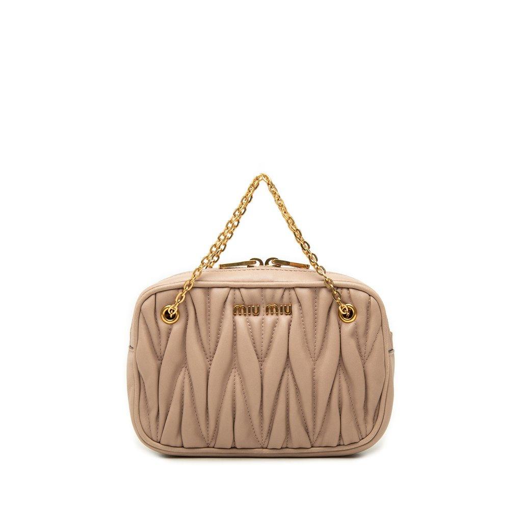 Miu Miu Matelasse Nappa Pouch with Chain