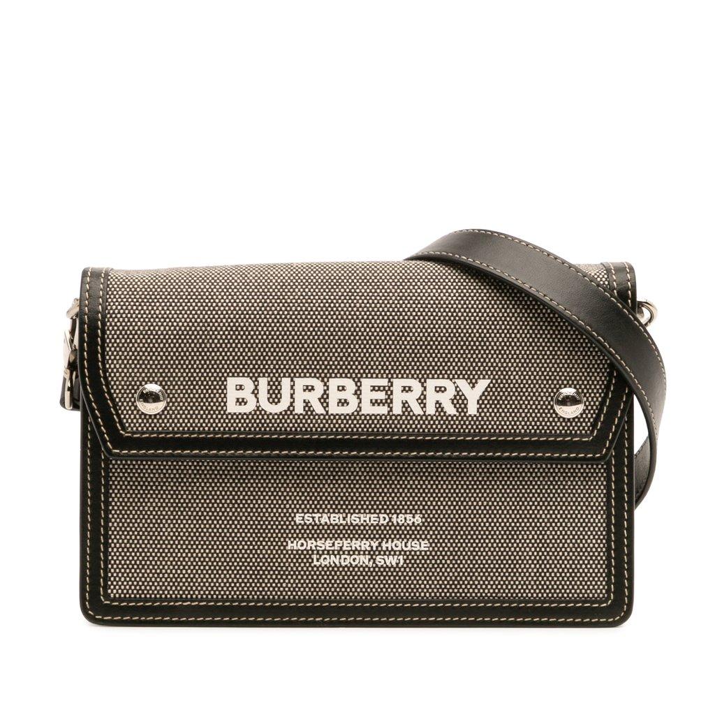 Burberry حقيبة كروسبودي من قماش هورس فيري نوت