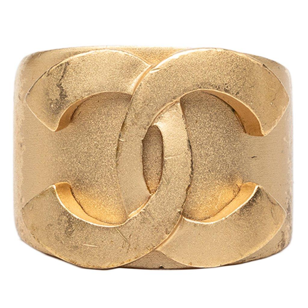 Chanel CC Gold Plated Band Ring