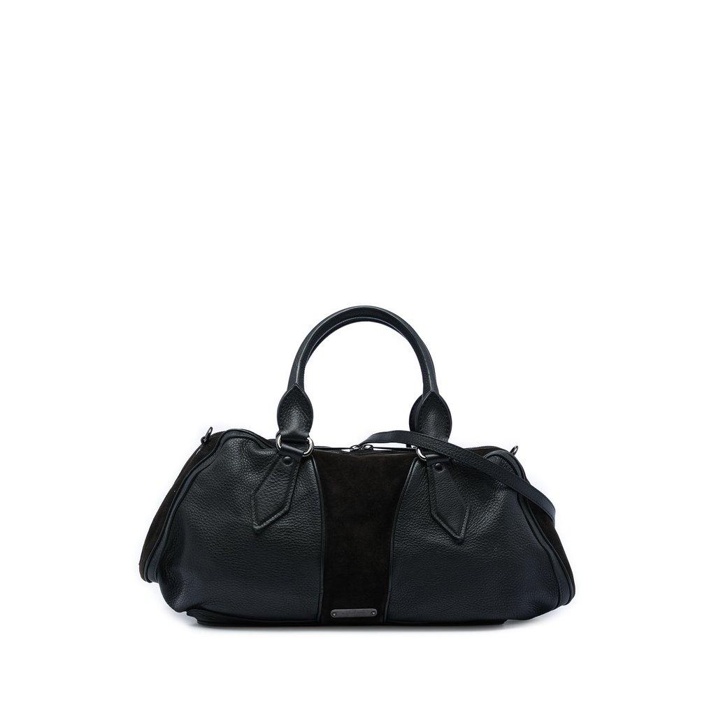 Burberry Grained Calfskin and Suede Satchel