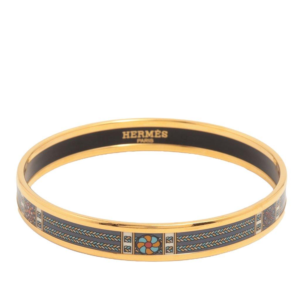 Hermès Narrow Printed Enamel Bangle 65