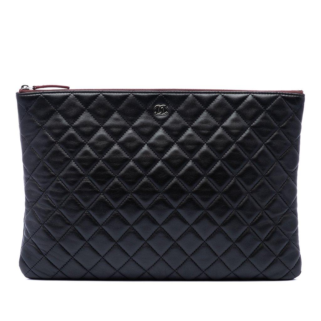 Chanel Large Quilted Lambskin O Case Clutch