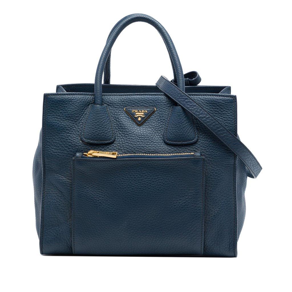Prada Vitello Daino Front Pocket Open Convertible Tote