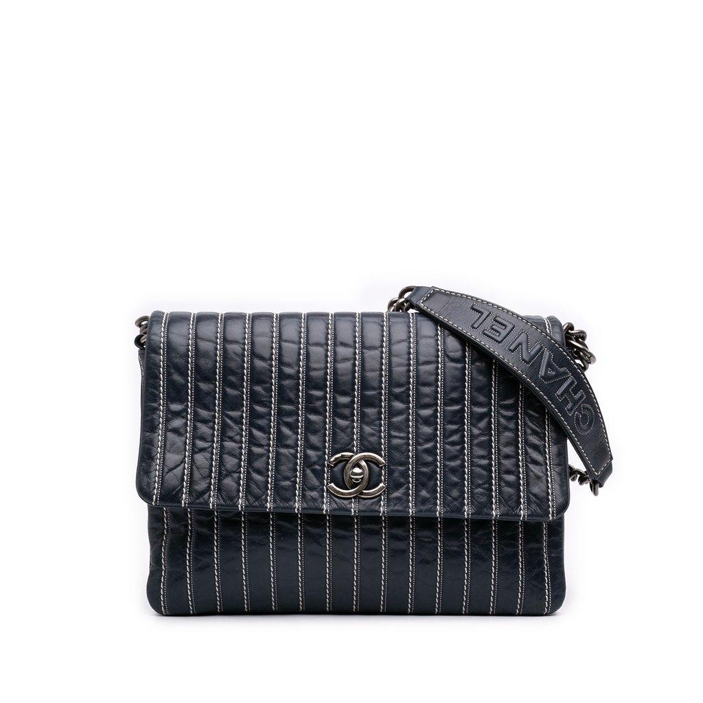Chanel Large Vertical Quilted Lambskin Stitched Single Flap