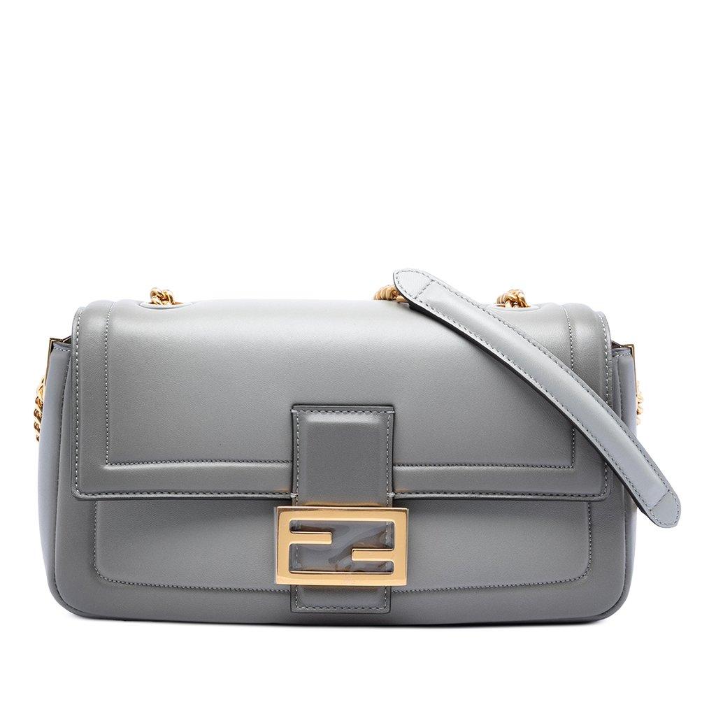 Fendi Leather Baguette Chain Midi Shoulder Bag