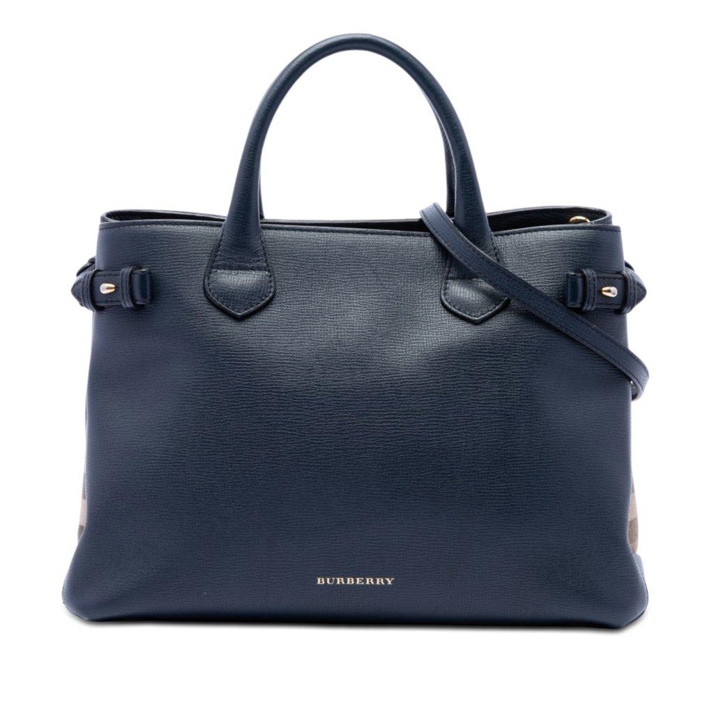 Burberry Medium Leather and House Check Banner Satchel