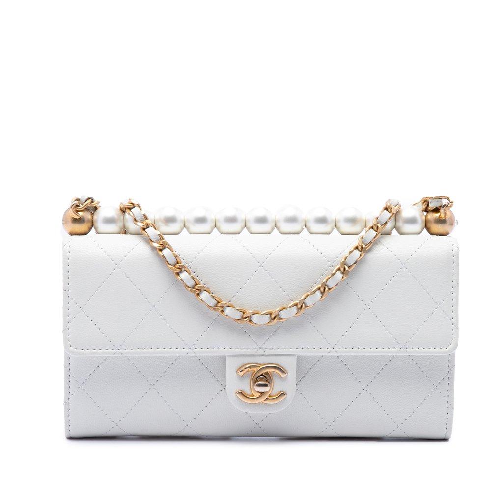 Chanel CC Quilted Goatskin Chic Pearls Wallet on Chain