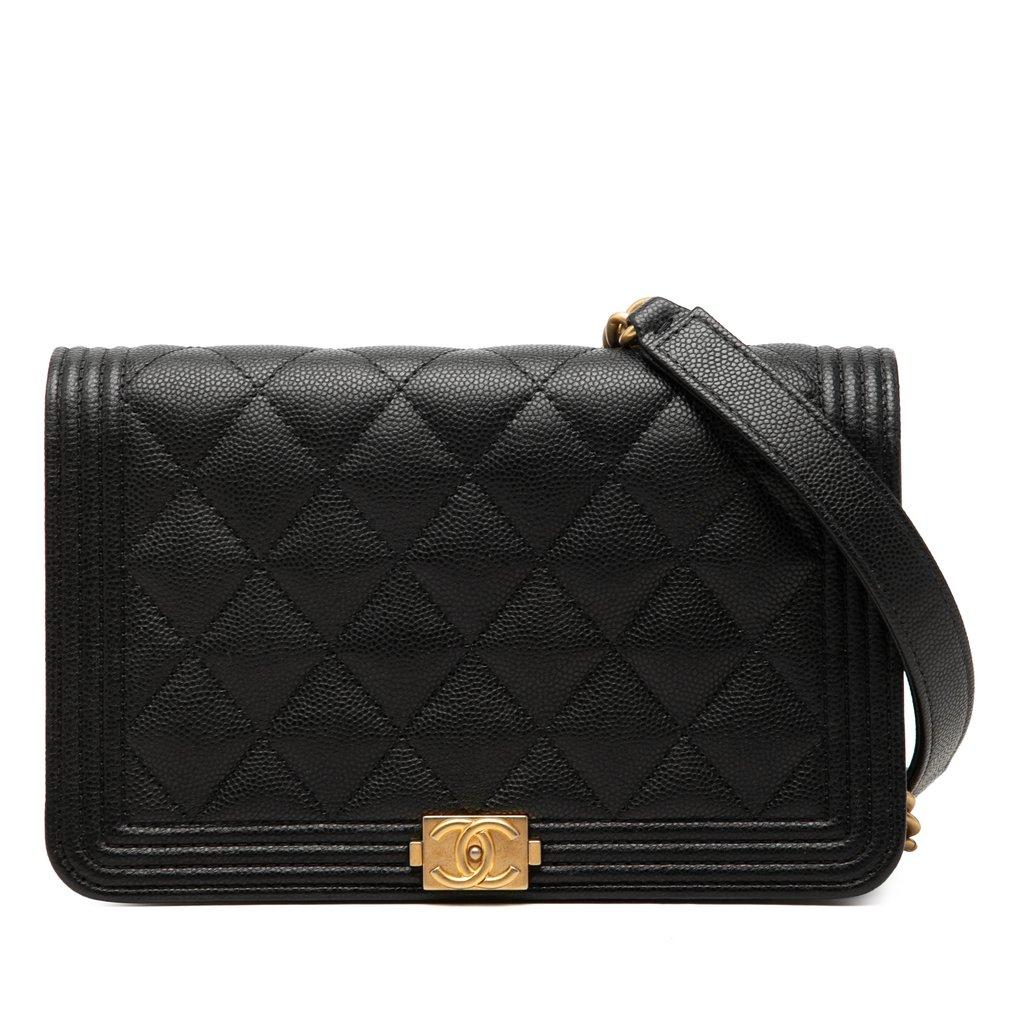 Chanel Quilted Caviar Boy Wallet on Chain