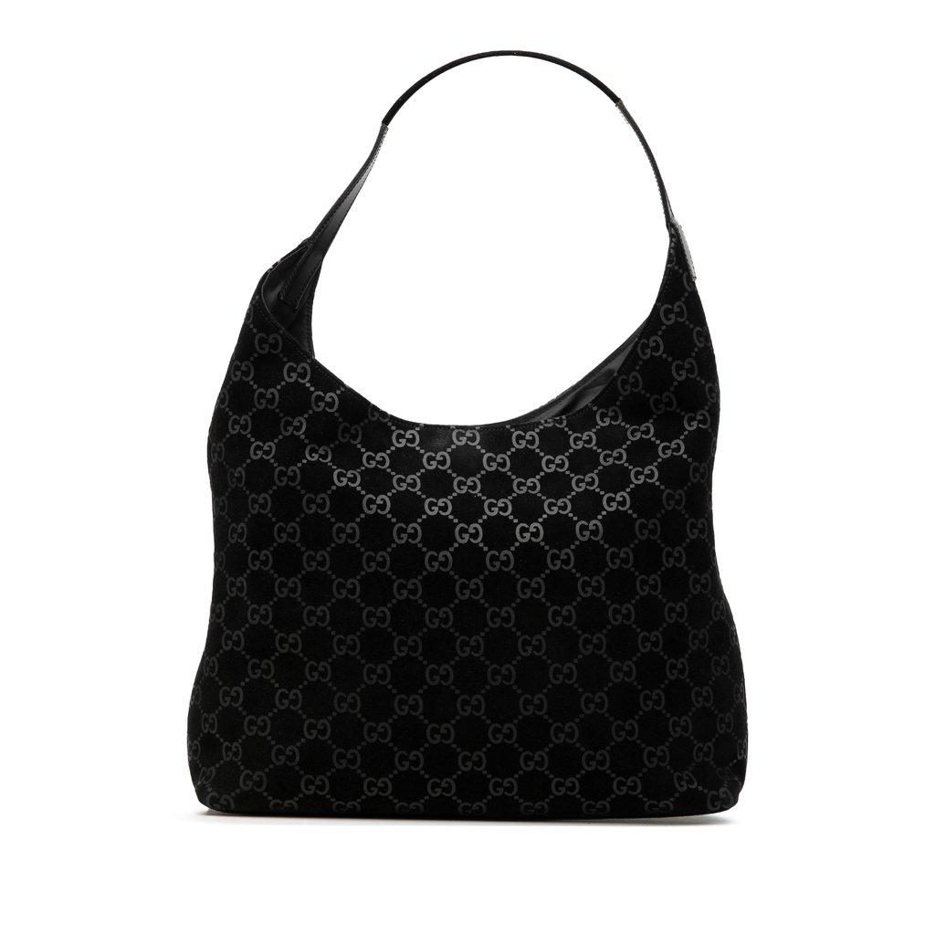 Gucci GG Suede Metal Handle Shoulder Bag