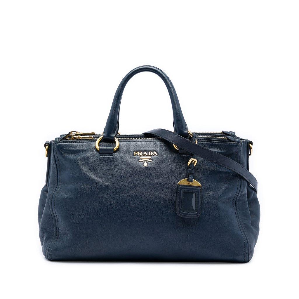 Prada Soft Calf Double Zip Convertible Tote