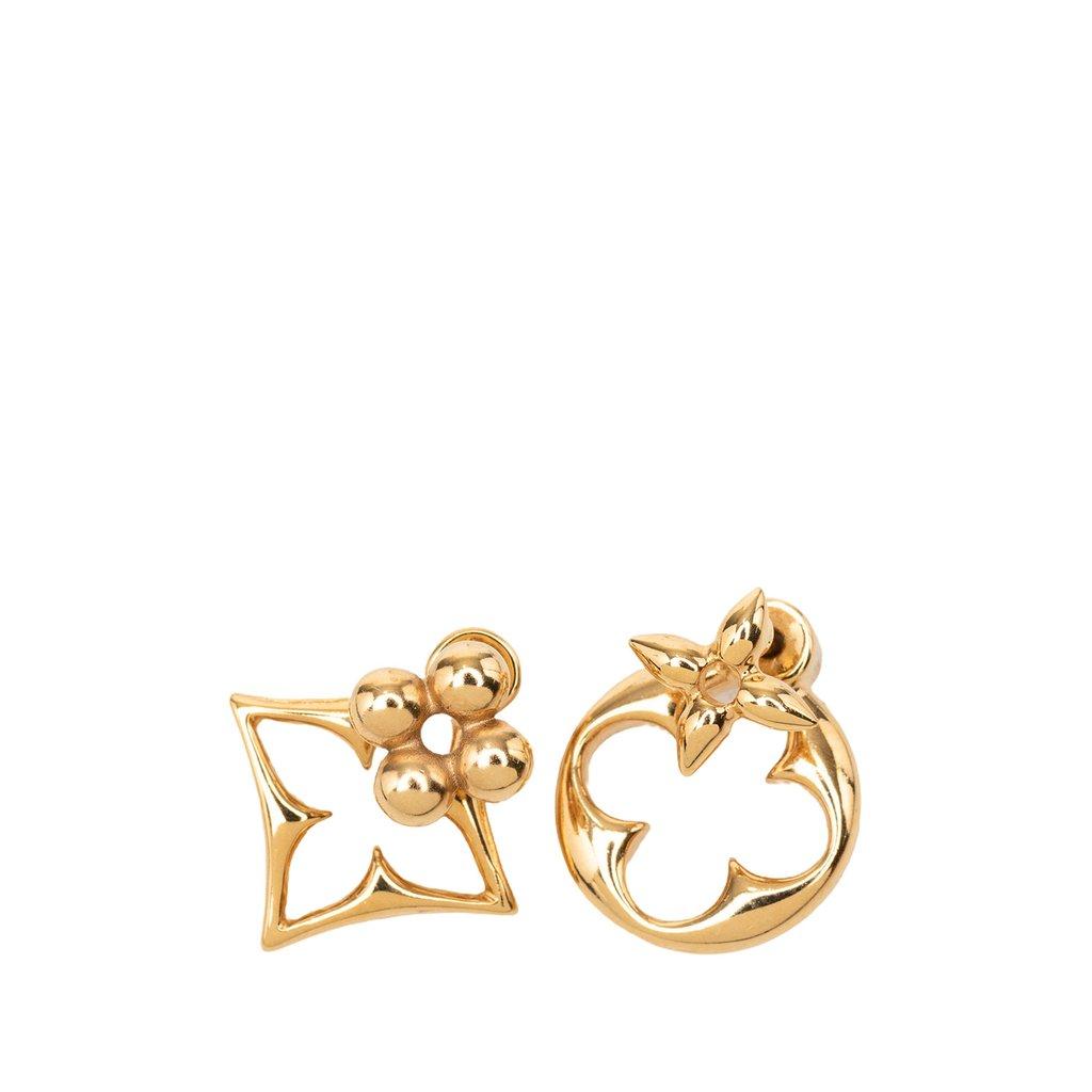 Louis Vuitton Gold Plated Flowergram Push Back Earings