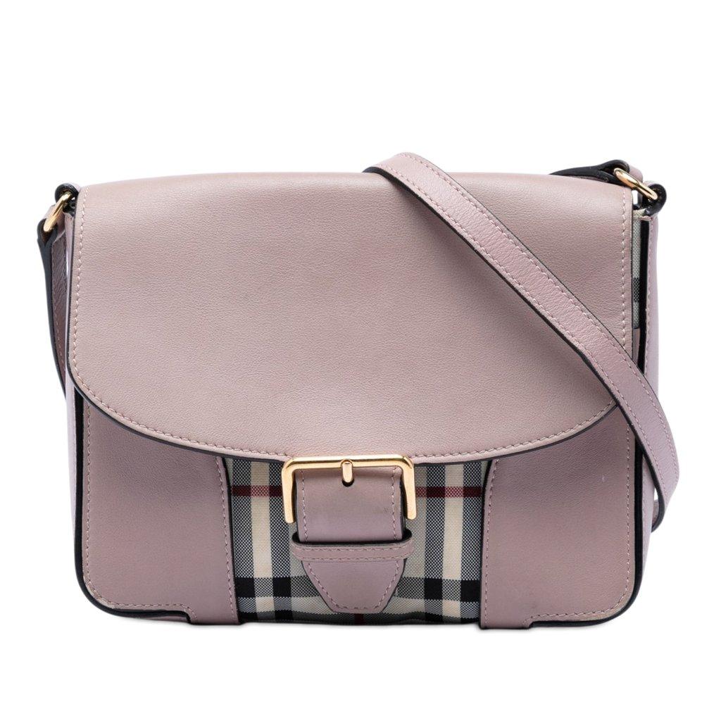 Burberry Small Haymarket Check Nylon and Leather Dickens Crossbody