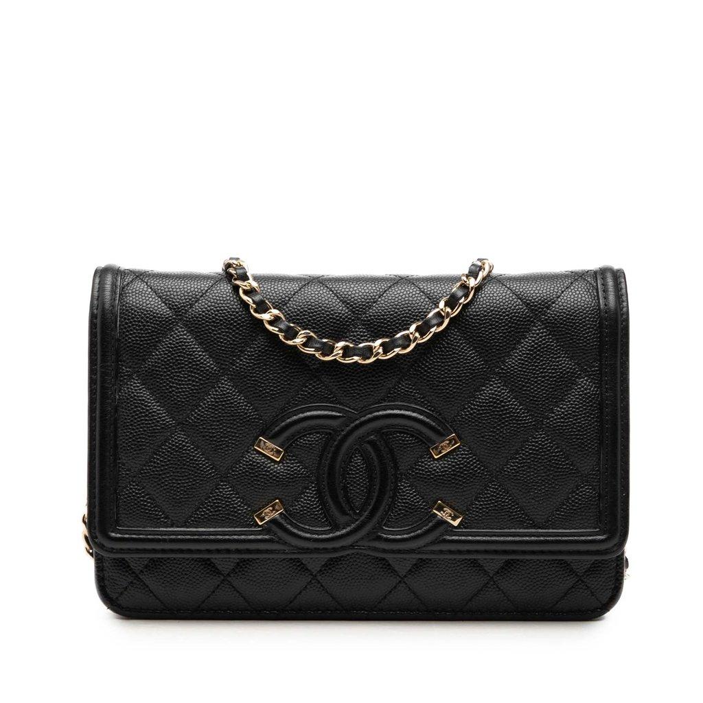 Chanel Caviar CC Filigree Wallet On Chain