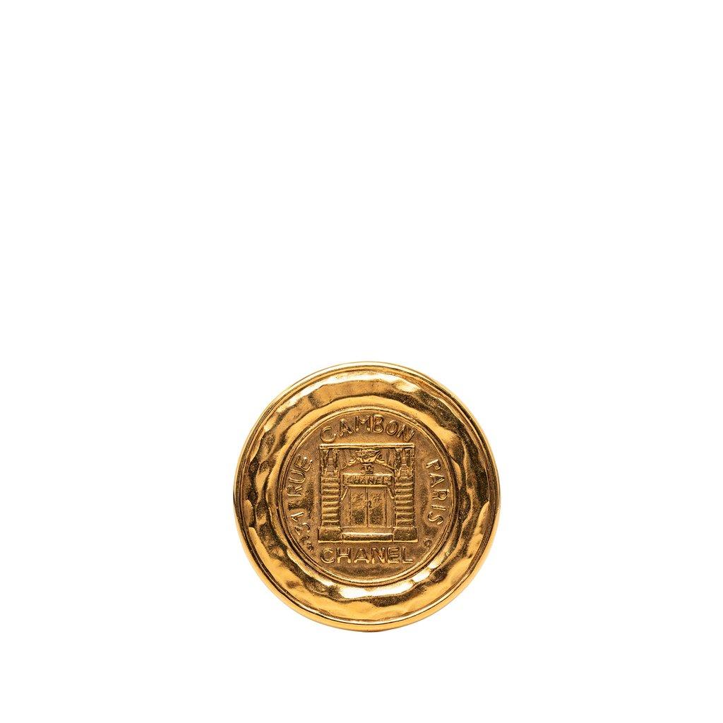 Chanel Gold Plated 31 Rue Cambon Round Brooch