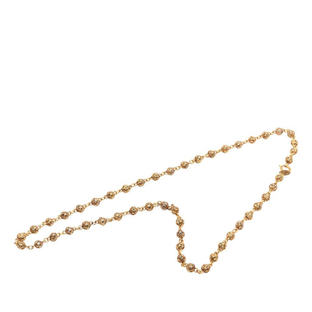 Chanel Gold Plated Bead Strand Necklace