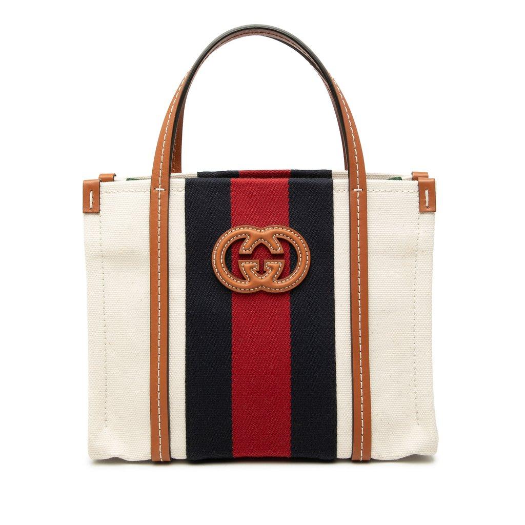 Gucci Mini Canvas Interlocking G Web Tote