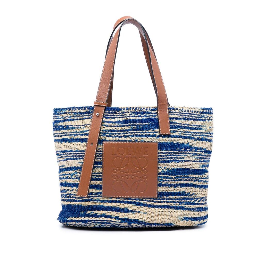 LOEWE Large Raffia Anagram Basket Tote