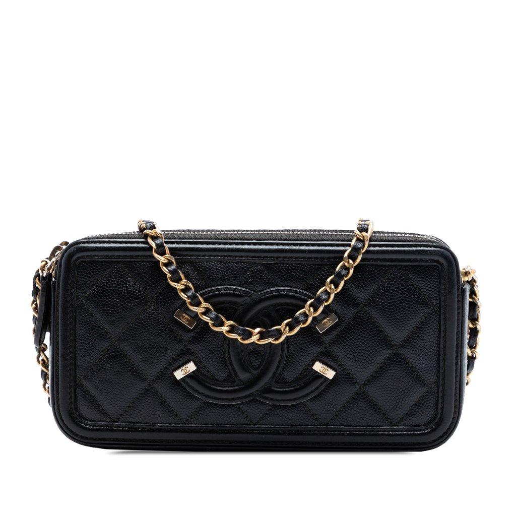 Chanel Caviar CC Filigree Clutch with Chain