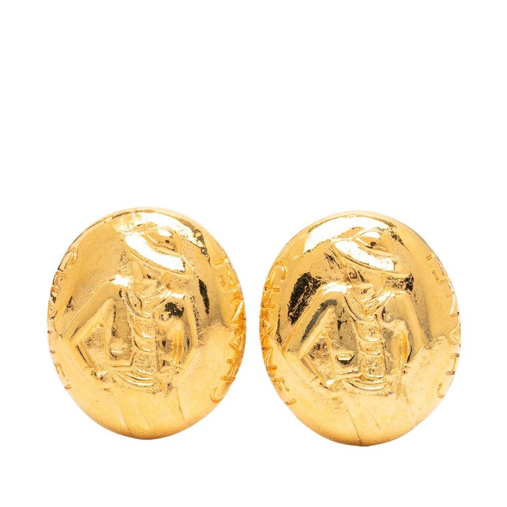 Chanel Gold Plated Mademoiselle Oval Clip On Earrings