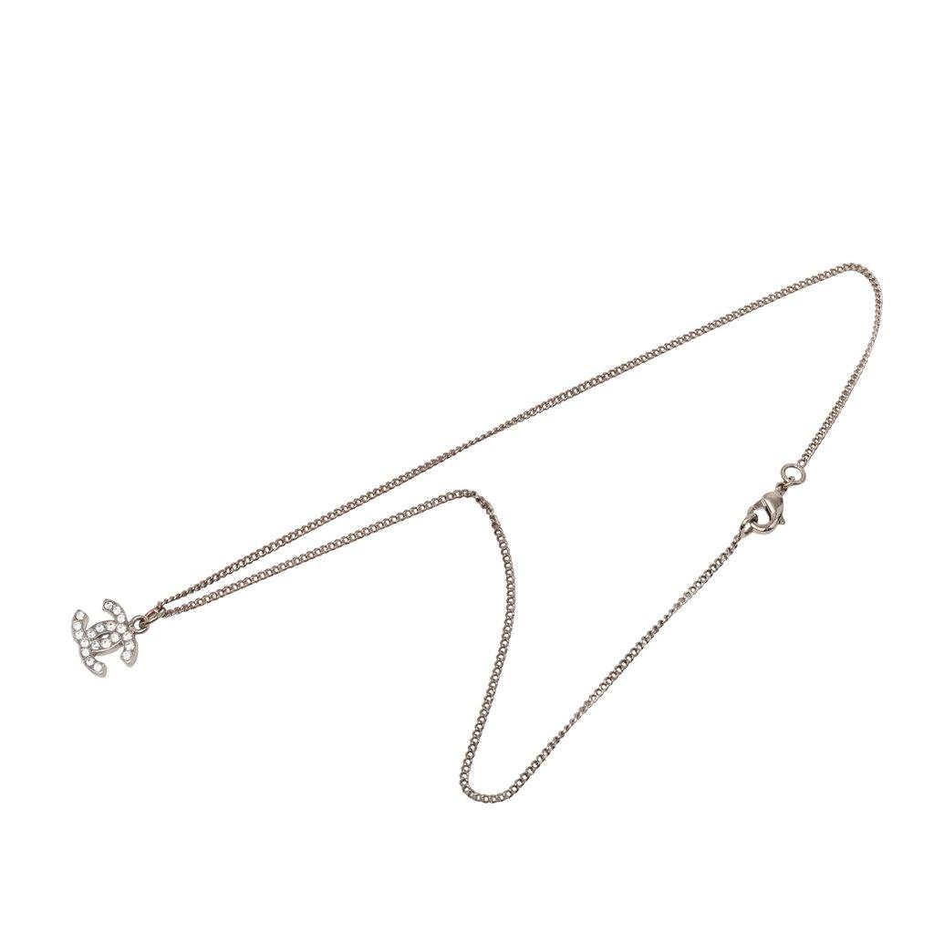 Chanel CC Brass and Strass Pendant Necklace