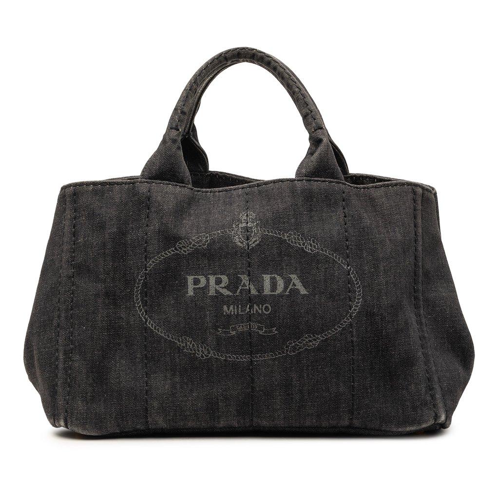 Prada حقيبة ساتشل من قماش الدنيم بشعار كانابا