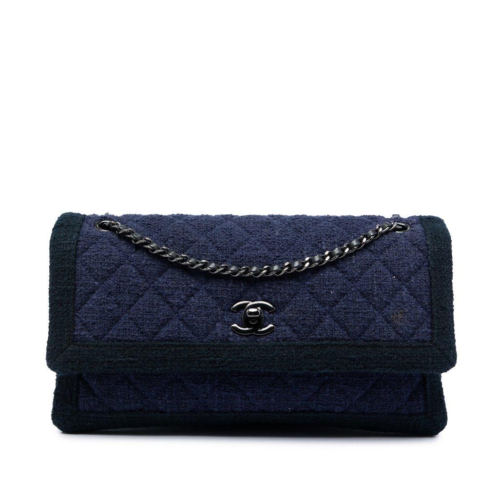Chanel CC Quilted Tweed Accordion Flap