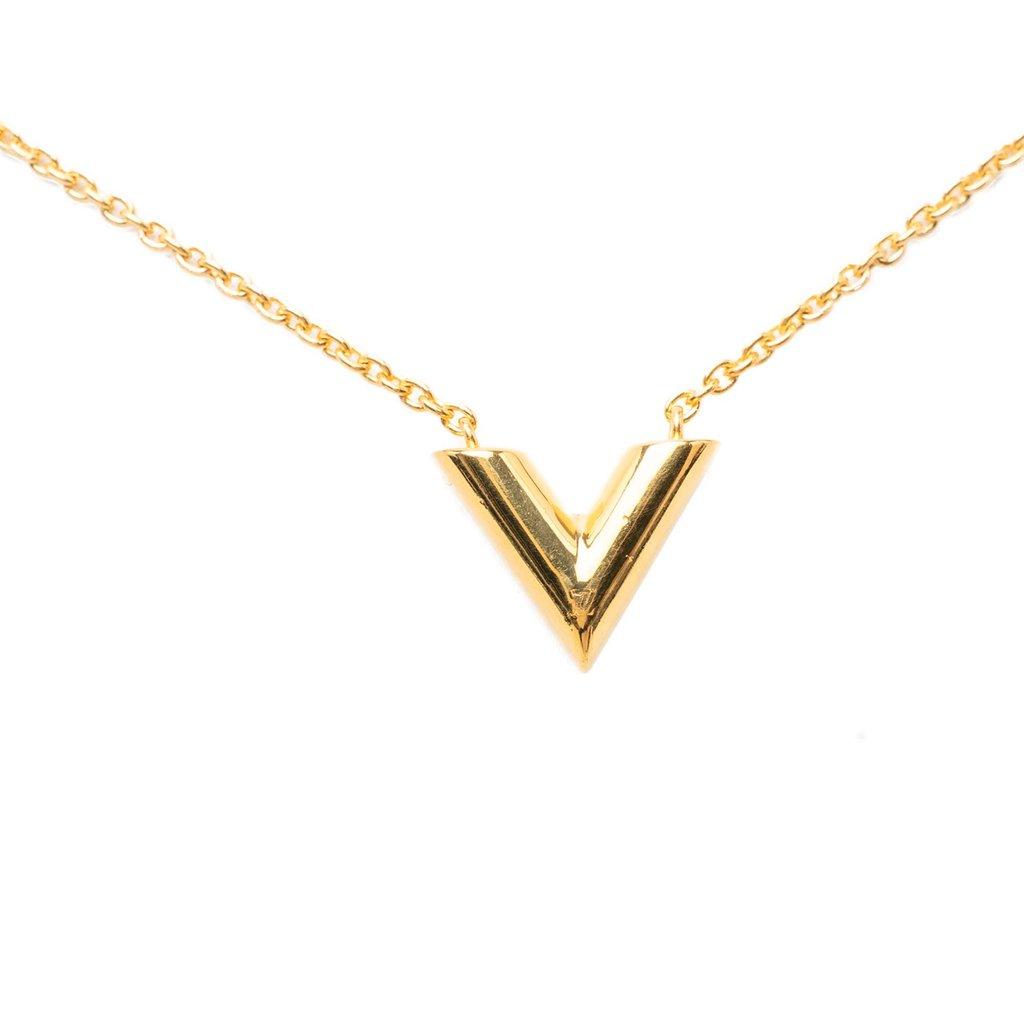 Louis Vuitton Gold Plated Essential V Necklace