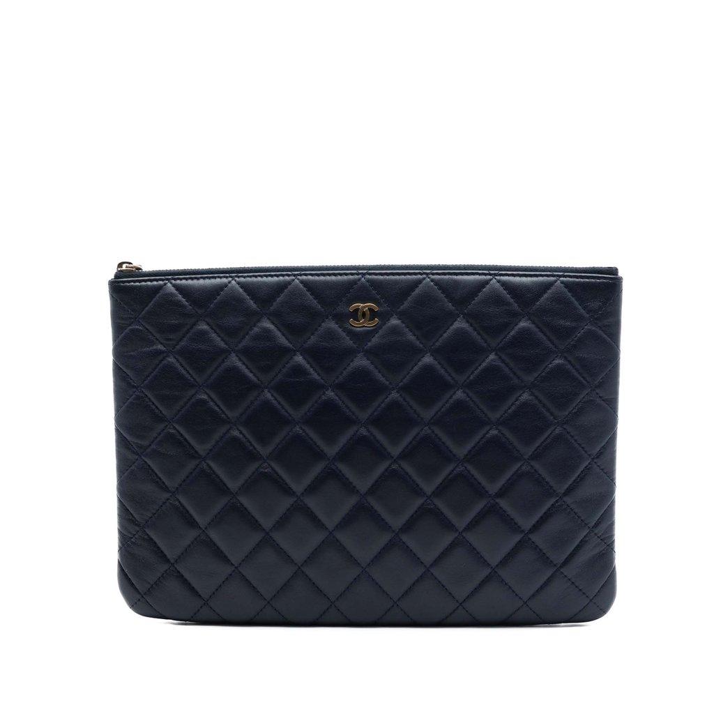 Chanel Medium Quilted Lambskin O Case Clutch