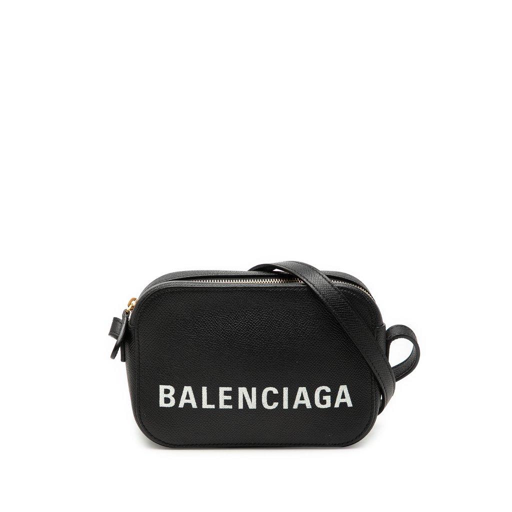 Balenciaga Grained Calfskin Logo Ville Camera Bag XS