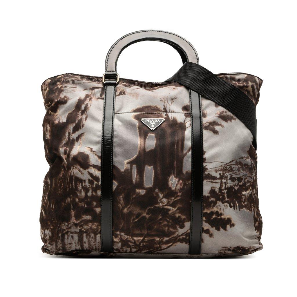 Prada Tessuto New York Street Templi Print Convertible Tote