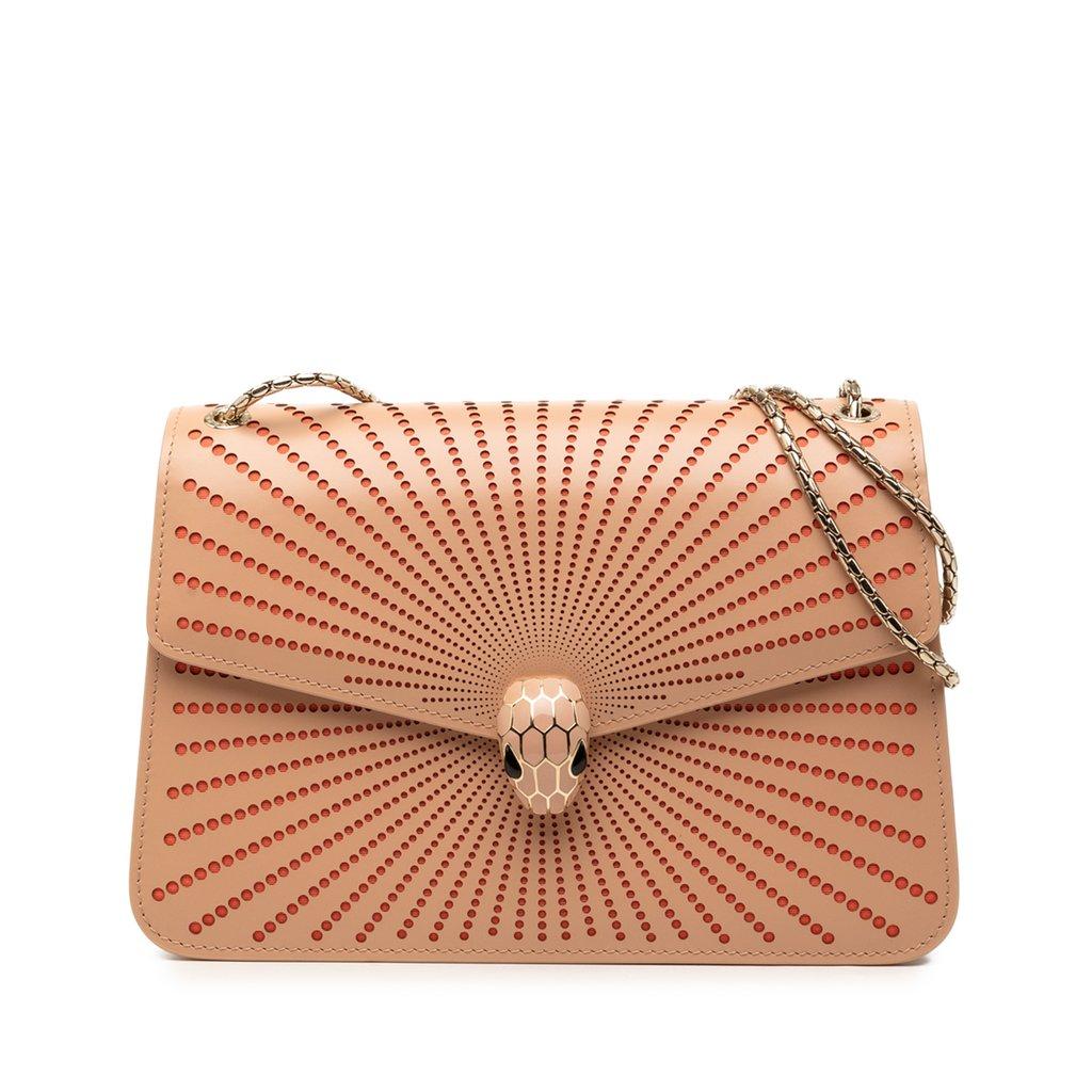 Bvlgari Medium Laser Cut Calfskin Diamond Blast Sunshine Serpenti Forever Shoulder Bag