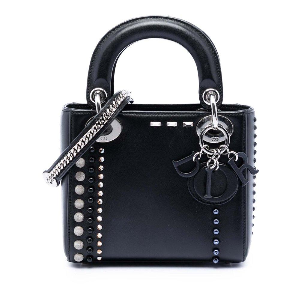 Dior Mini Lambskin Studded Crystal Pearl Lady Dior