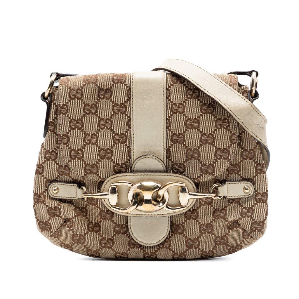 Gucci حقيبة كتف من قماش جي جي على شكل لجام حصان