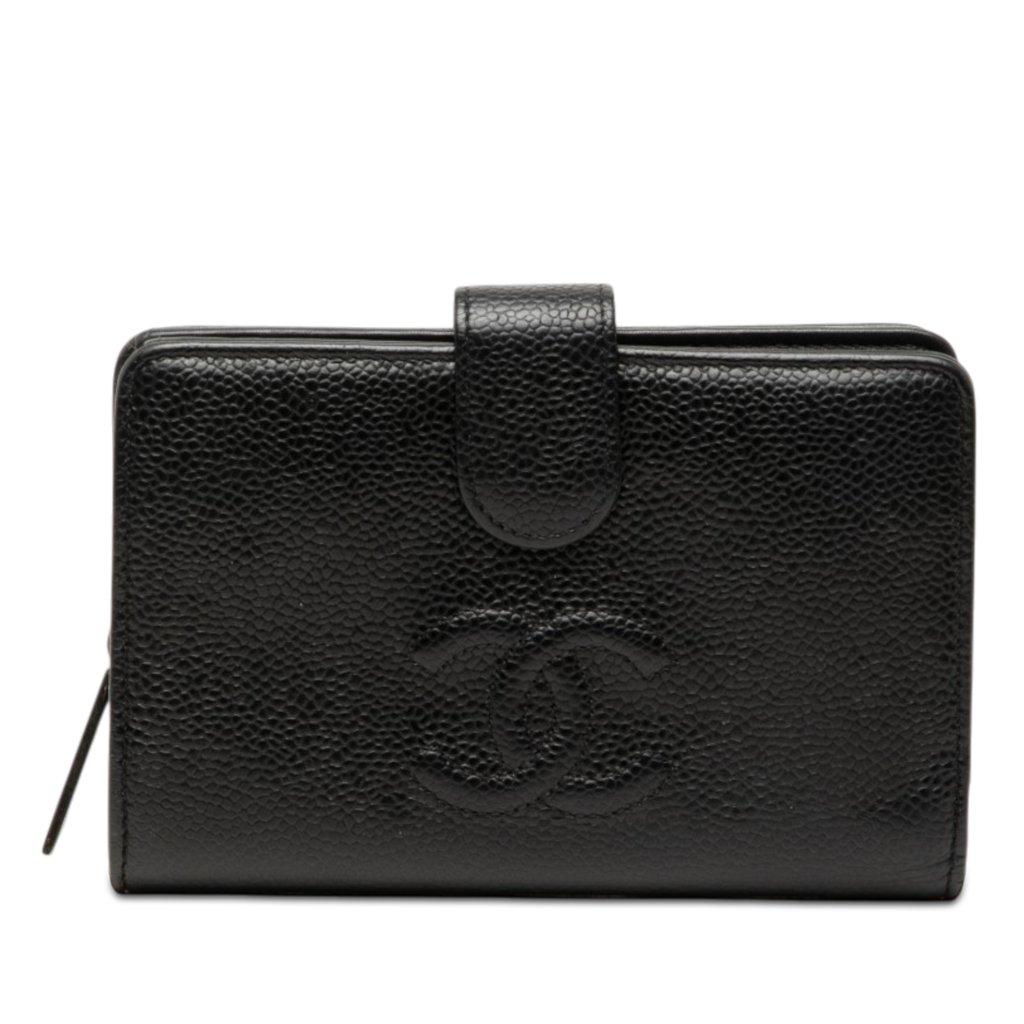 Chanel محفظة سي سي كافيار ثنائية الطي